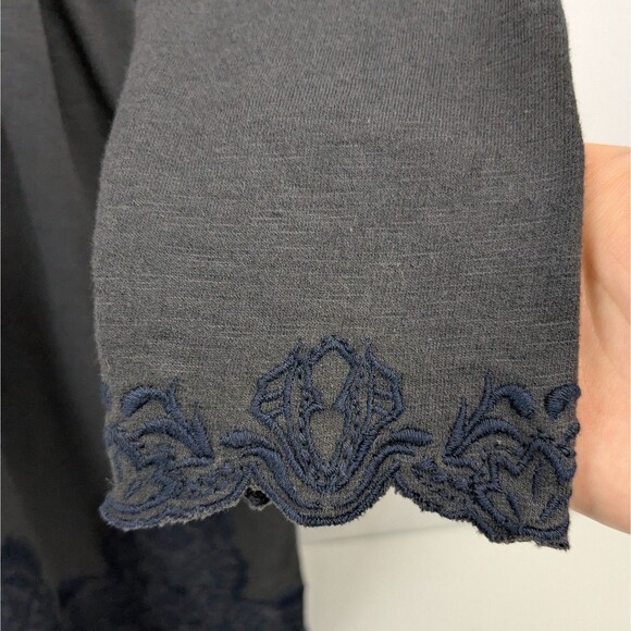 Anthropologie Saturday Sunday Embroidered Ellie Gray Blue Dress Keyhole Medium - Picture 5 of 8